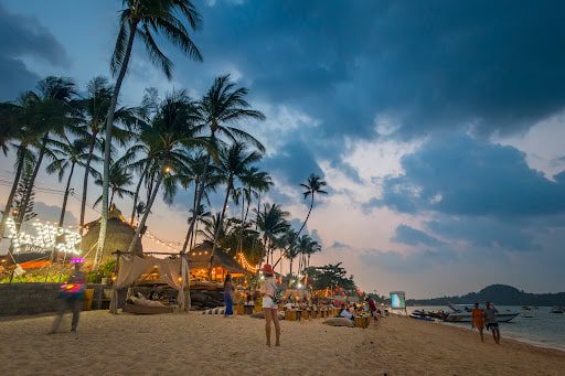 Tourists at a Beach Bar in Ko Samui